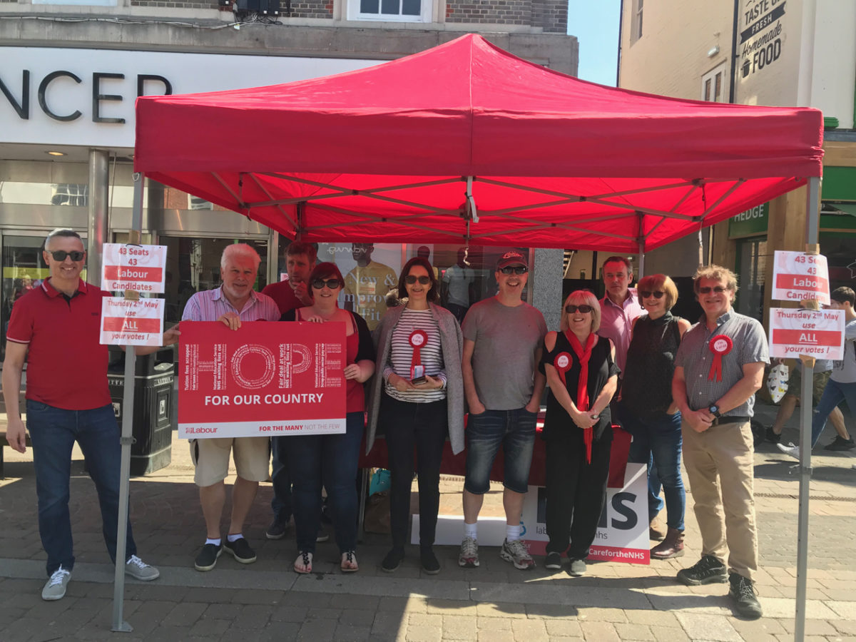 Labour candidates speak to voters on Northbrook St
